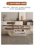 Medieval walnut coffee table living room home modern simple small apartment oval black and white designer coffee table Aimak Store