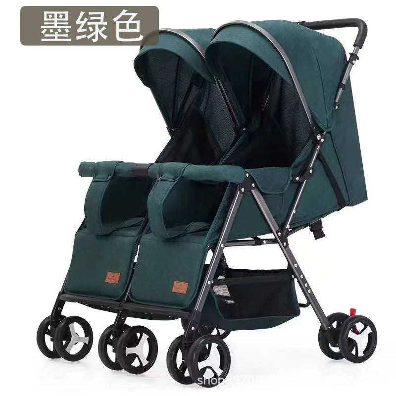 Twin Baby Stroller Can Sit and Lie Down Lightweight Stroller Two Children Outdoor Skate Baby Gods Double Seat Folding Stroller Aimak Store