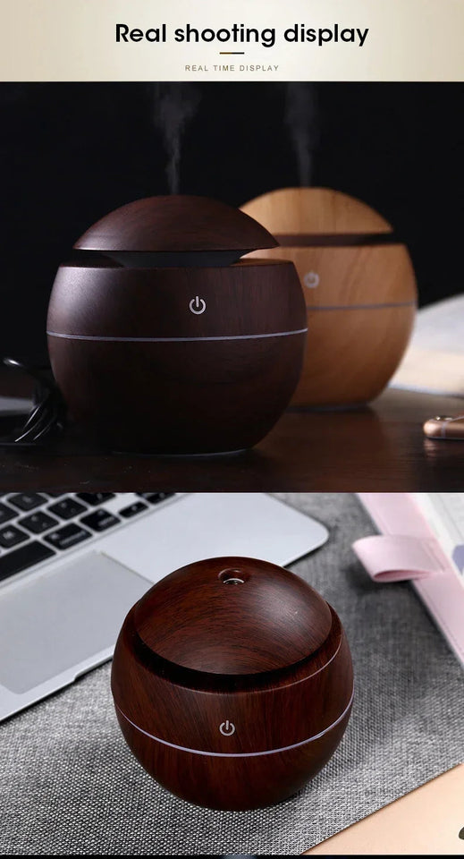 Mini Imitation Wood Sonic Humidifier USB Aromatherapy Essential Oil Diffuser Home Air Humidifier Desktop Woodgrain Humidifier Aimak Store