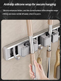 Mop and Broom Organizer Mop Holder Rack Mop Holder Wall Mounted Strong Broom Mop Holder Shelf with Hooks Organizers Hang Broom Aimak Store
