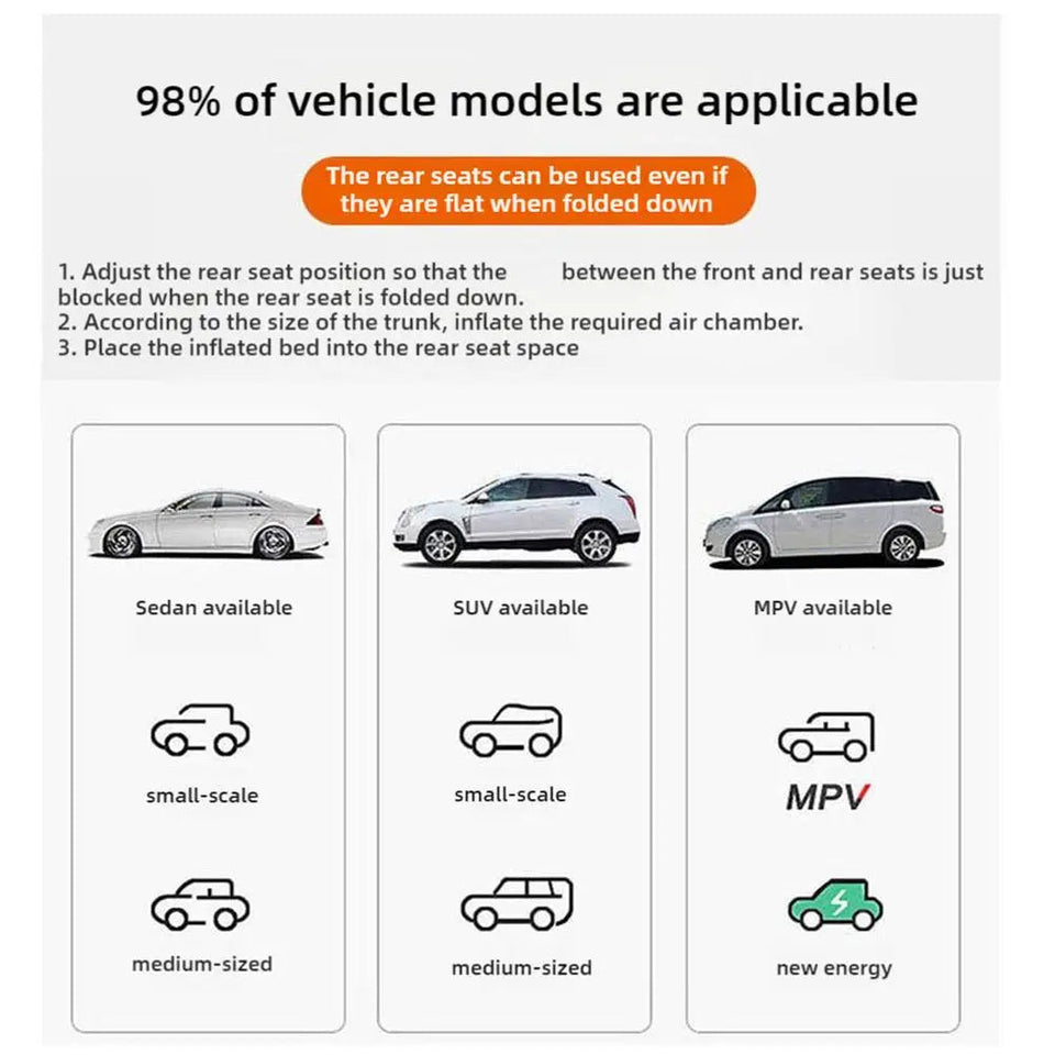 68.9*51.2in Portable Car Inflatable Camping Mattress With Pillows Air Pump Auto Air Bed Mattress SUV Sleeping Pad Tools Aimak Store