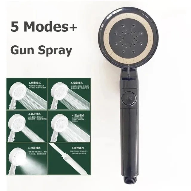 New 230mm Big Panel Showerhead 6 Mode Supercharge Rainfall Shower Head High Pressure Top Rain Shower Faucet Bathroom Accessories Aimak Store