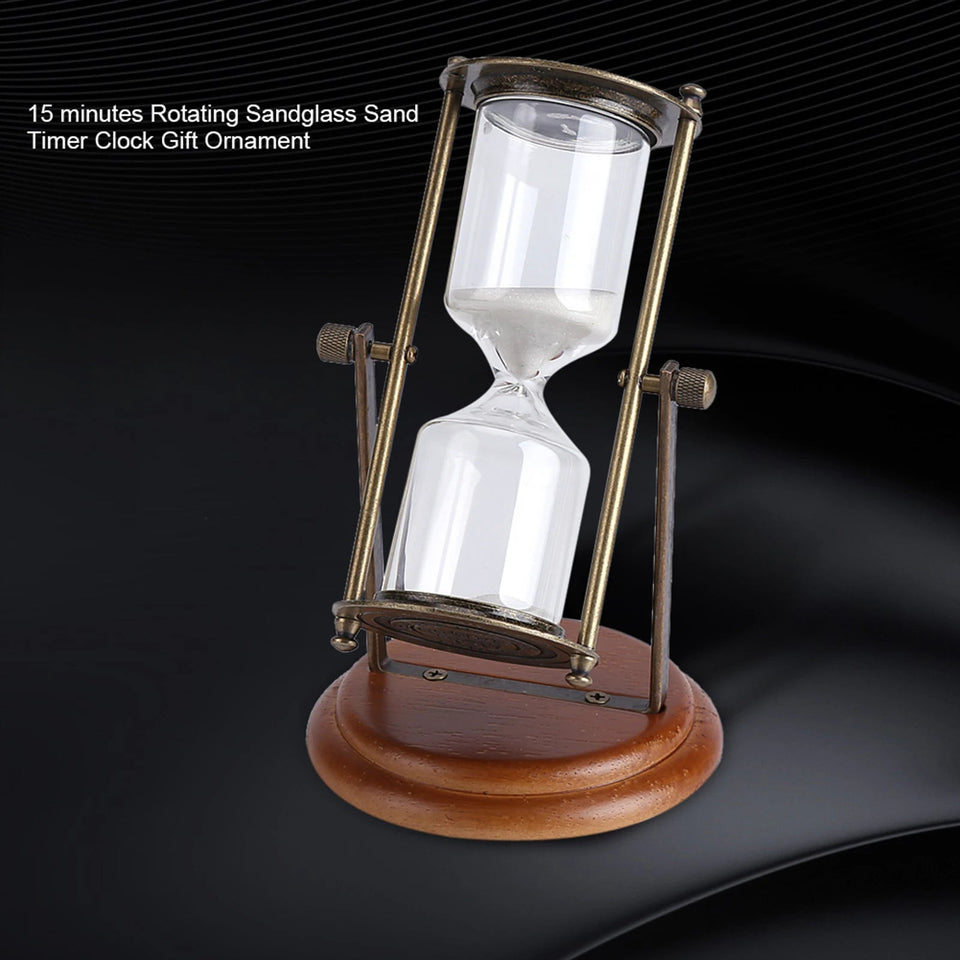 15 Minutes Metal Rotating Sand Glass Timer Clock Hourglass Table Ornament Home Decor Gift Aimak Store