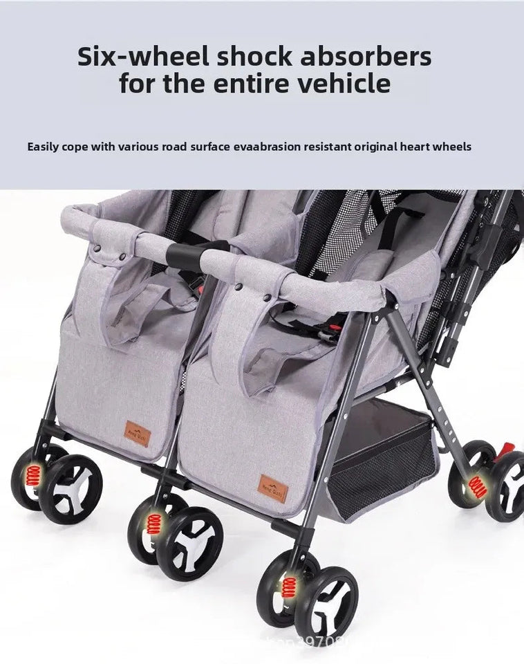 Twin Baby Stroller Can Sit and Lie Down Lightweight Stroller Two Children Outdoor Skate Baby Gods Double Seat Folding Stroller Aimak Store