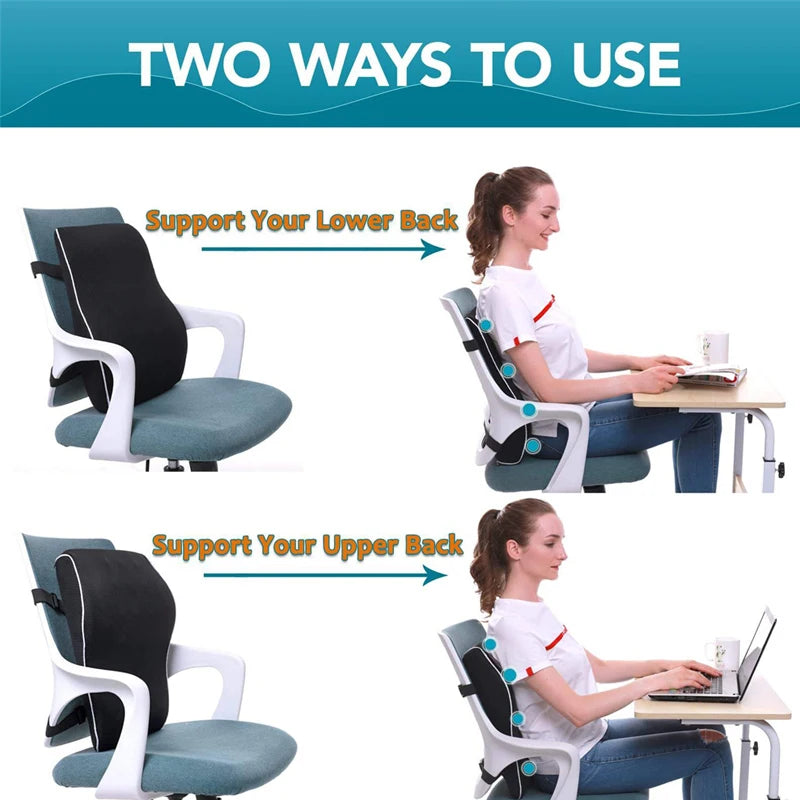 Lumbar Support Pillow Memory Foam Car Seat Waist Cushion Relieve Back Pain Soft and Comfortable For Office Home Car Aimak Store