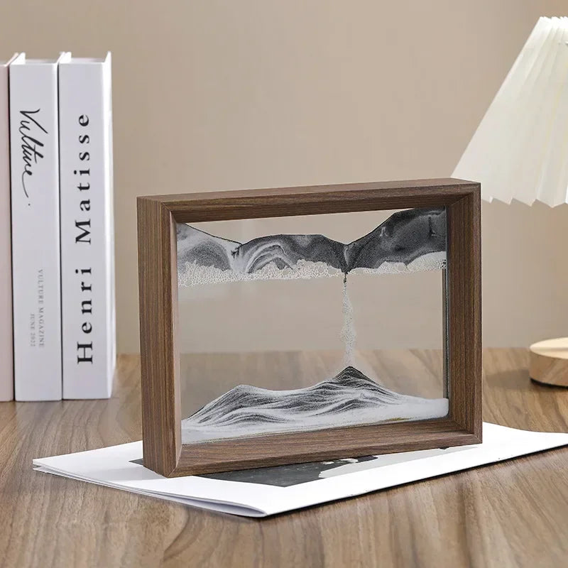 3D Sandscape Moving Sand Art Picture Wooden Frame Quicksand Liquid Hourglass Craft Flowing Sand Painting Office Home Decor Gifts Aimak Store