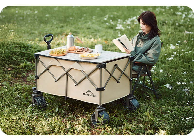 Naturehike Big Wheels Heavy Duty Folding Cart Outdoor Large Capacity Wagon Cart Beach Wagon For Sand Pull Trolley Camping Cart Aimak Store