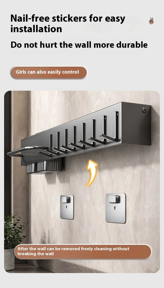 No Drill Wall Mounted Knife Holder Compact Organizer for Kitchen Utensils Cutlery Storage Space Saving Easy Install Aimak Store