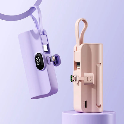 5000/10000/20000mAh 2IN1 Mini Power Bank Pocket External Battery Plug Portable Power Bank For iPhone Huawei Fast Charging Outdoo
