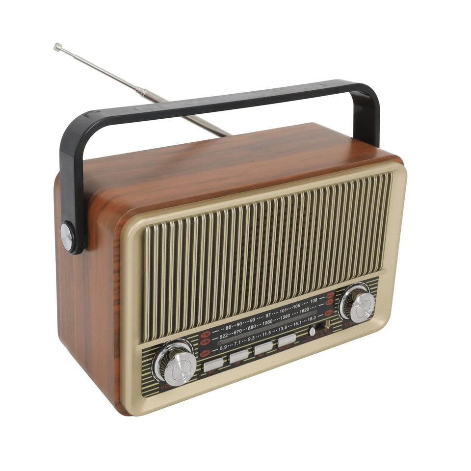 Portable Wooden Retro Bluetooth Speaker Radio FM / AM / SW  Card TF USB MP3 Music Player Aimak Store