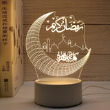 3D Moon Castle Acrylic LED Night Light Eid Mubarak Festival Ornaments Islamic Muslim Party Supplies 2025 Ramadan Home Decoration Aimak Store