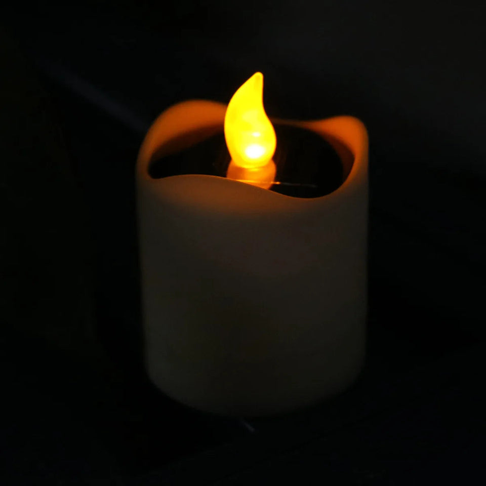 Romantic Solar Energy LED Light Candle Lamp Waterproof Nightlight for Home Decoration Yellow Flameless Fake Electronic Candle Aimak Store