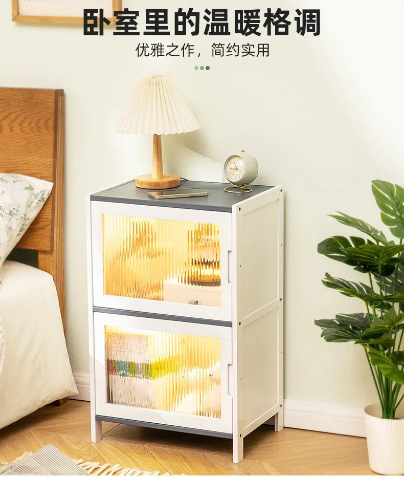 Modern Simple Storage Small Night Stand Household Bedside Table Solid Wood Bedchamber Large Capacity Home Furniture Aimak Store