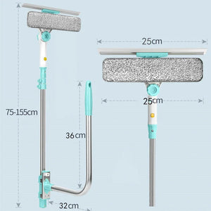 Extendable Window Glass Cleaning Household Tool High Building Retractable Pole Washing Dust Cleaner Brush Dry Wet Scraper Wiper Aimak Store