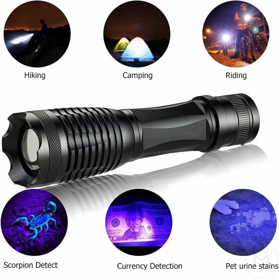 White/UV 2 in 1 Zoom UV Flashlight Rechargeable High Quality Aluminum Alloy Dog Pet Urine Stains Detection Torch LED Blacklight Aimak Store
