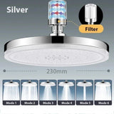 New 6 Modes Large Flow Supercharge Rainfall Shower Head 230mm Round High Pressure Top Spray Rain Showerhead Bathroom Accessories Aimak Store