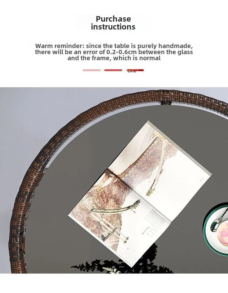 Balcony courtyard leisure table and chair combination rattan chair three piece set tea imitation rattan chair tea table Aimak Store