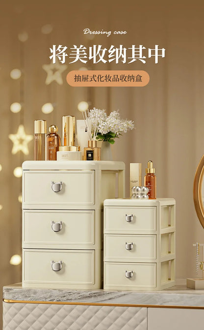Stackable Desktop Storage Box with Dustproof Drawer Office Desk Storage Box Cosmetic Box Stationery Supplies Debris Storage Rack
