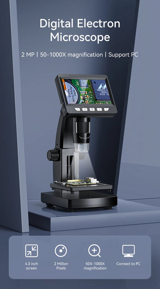 1000X 4.3" LCD Digital Microscope 1080P Coin Microscopio 8 LED Lights USB Magnifier Soldering Repair Video Microscope for Coin Aimak Store