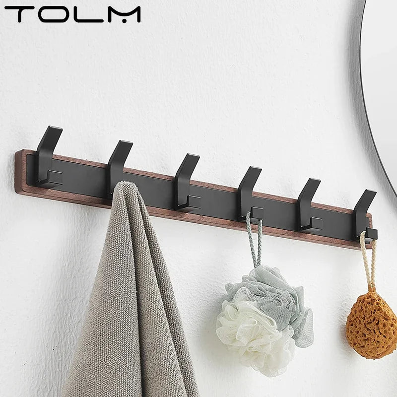 Walnut Coat Wall Hook Wall Hanging Coat Rack for Bathroom Kitchen Bedroom Hallway Wall Hooks Coat Clothes Holder Aimak Store
