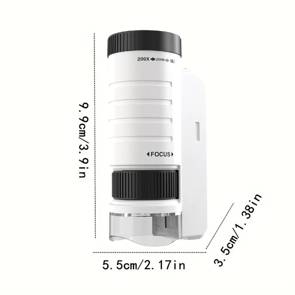 60-200X Children Microscope Pocket Microscope with LED Portable High Definition Science Microscope Outdoor Pocket Kid Microscope Aimak Store