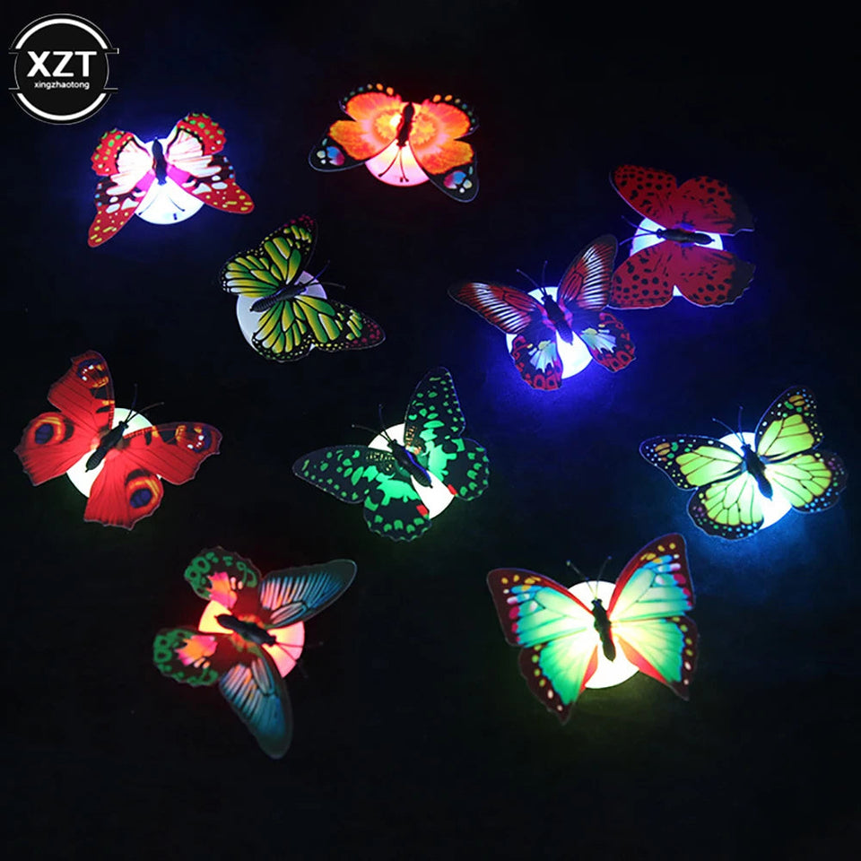 1pcs 3D LED Butterfly Decoration Night Light Sticker Single and Double Wall Light for Garden Backyard Lawn Party Festive Party ﻿ Aimak Store