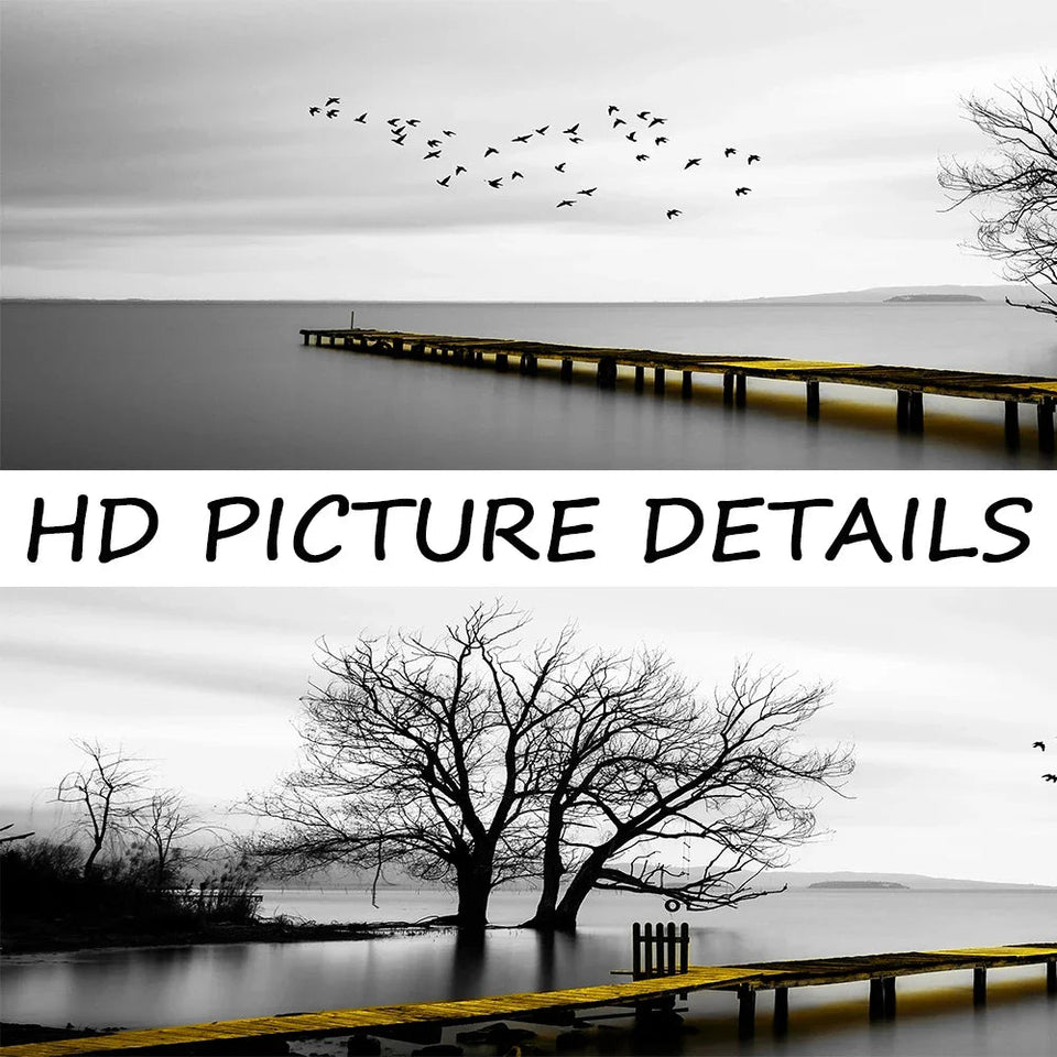 Modern, Minimalist, Wall Art, Landscape Seaside Goldenwood Bridge, Canvas Print Poster, Home Living Room Backdrop Decoration Aimak Store