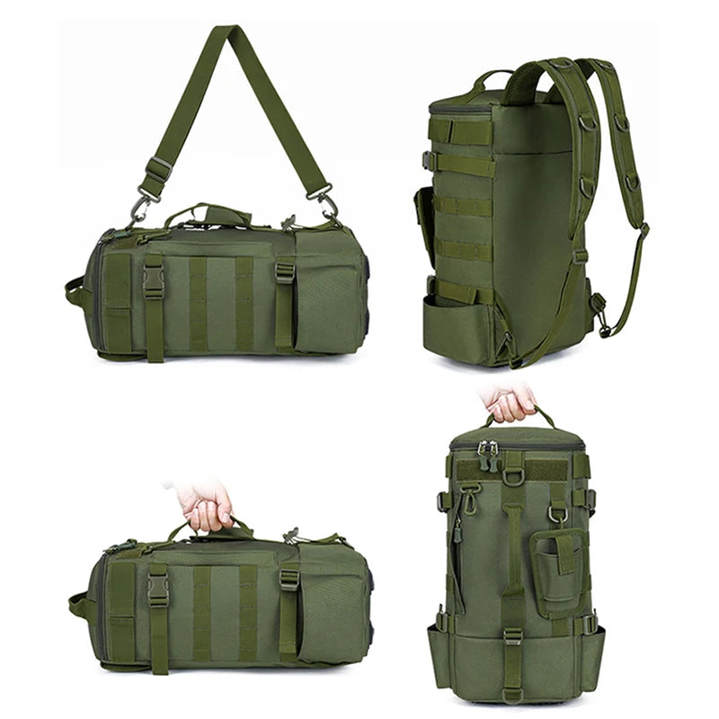 Tactical Fishing Backpack Tackle Bag with Rod Holders Fish Equipment Storage Molle Camping Hiking Outdoor Multifunctional Bag Aimak Store