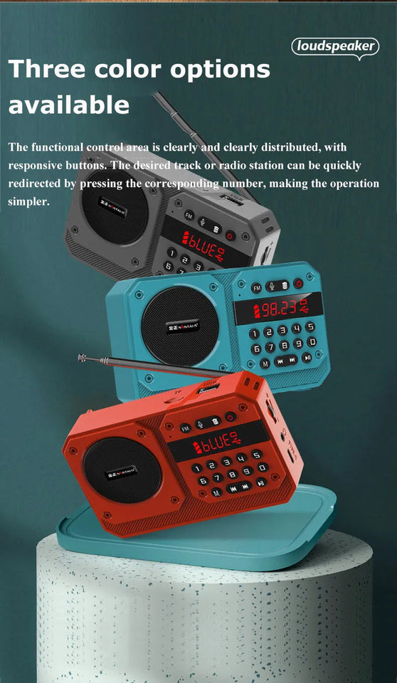 Mini Portable FM Radio High Sensitivity Radios Receiver Wireless Hifi  Bluetooth Speaker with Mic Support Recording TF USB Play Aimak Store
