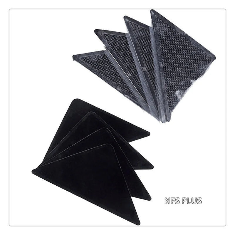 4 Pack Sticky Mat Carpet Rug Grippers 10.5x10.5x15cm Triangle Anti Slip Silicone Washable Reusable Floor Mat Door Carpet Pad Aimak Store