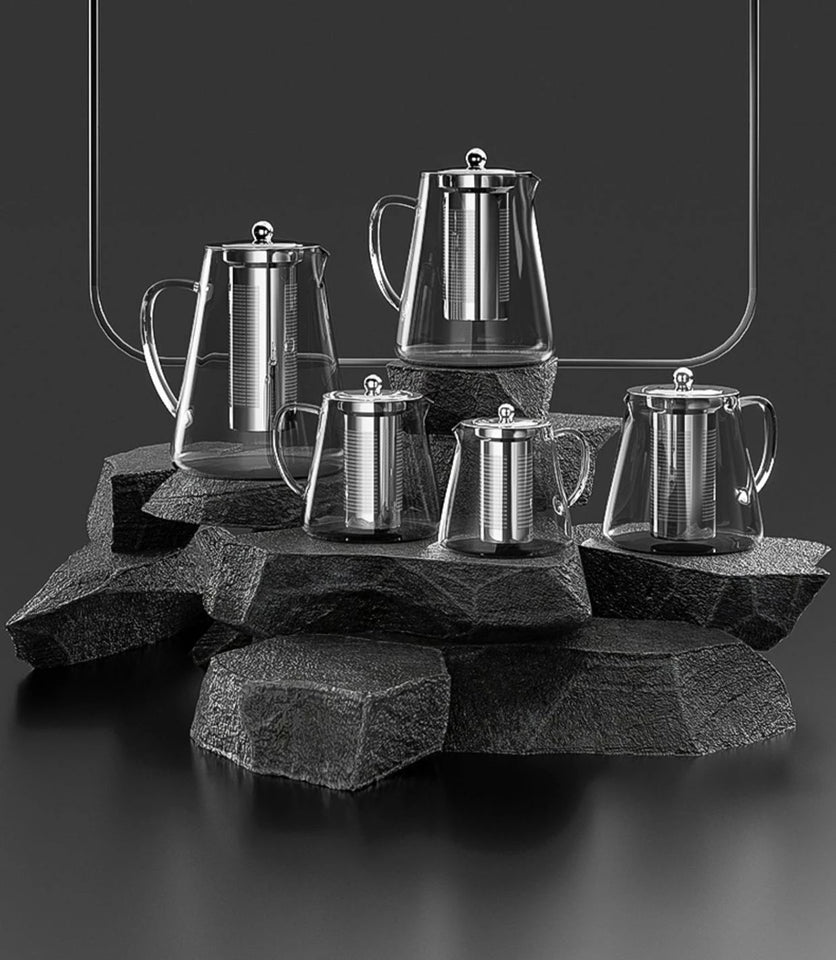 Heat Resistant Glass Teapot with Stainless Steel Tea Strainer Infuser Flower Kettle Kung Fu Teaware Set Puer Oolong Pot Aimak Store