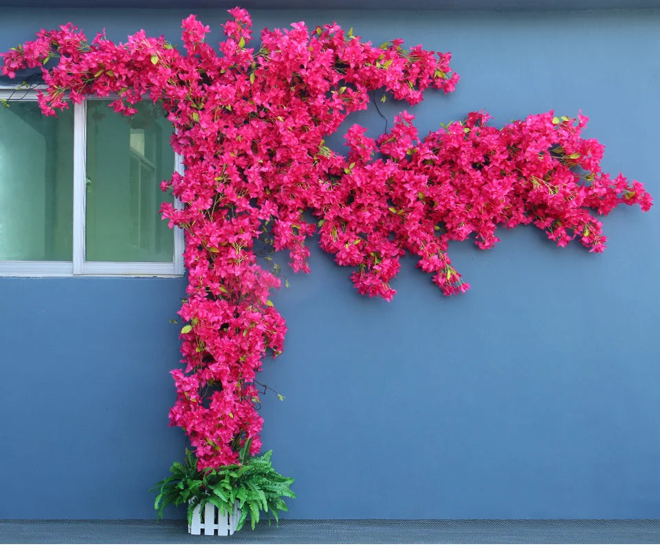 Artificial Flower Rattan Tree Vine Bougainvillea Floral Wall Plants Tree Wedding Christams Party Festival Outdoor Garden Decor Aimak Store