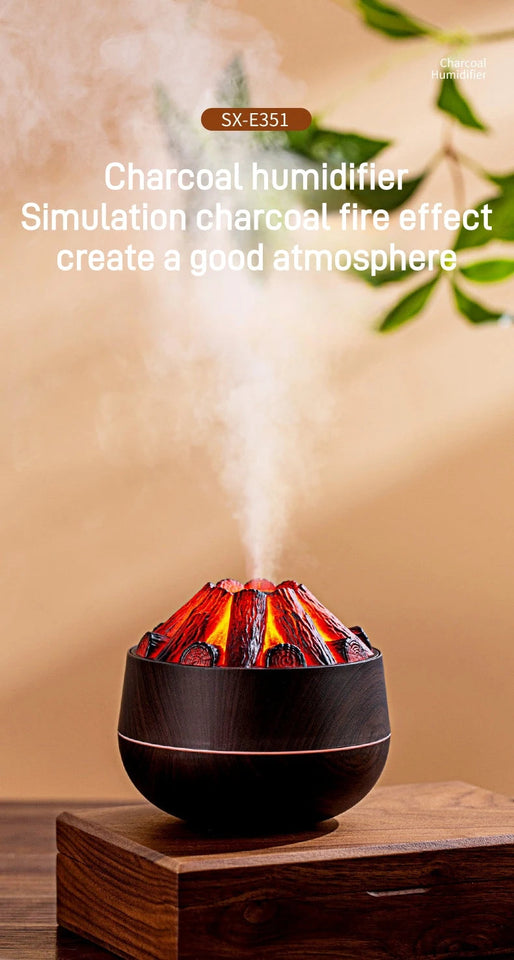 2024 New 300ML Artificial Charcoal Fire Air Humidifier Aroma Diffuser Mist Sprayer Mini Diffuser with Night Light for Home Aimak Store