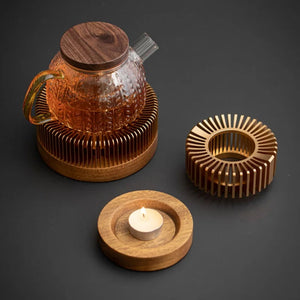 Gold Hollow Aluminum Alloy Teapot Warmer Coffee Pots Candle Base Heater Stove Household Glass Teapot Tea Stove Milk Warmer Stand Aimak Store