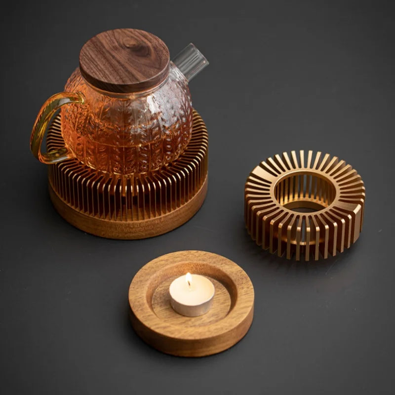 Gold Hollow Aluminum Alloy Teapot Warmer Coffee Pots Candle Base Heater Stove Household Glass Teapot Tea Stove Milk Warmer Stand Aimak Store