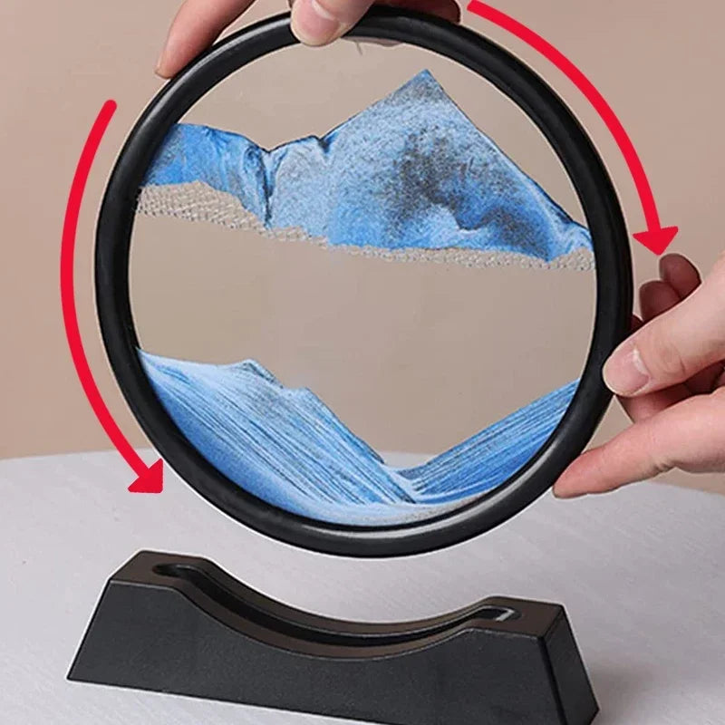 3D Moving Sand Art Nordic Creative Oranment Liquid Hourglass Flowing Sand Sandscape Round Quicksand Painting Home Decor Gifts Aimak Store