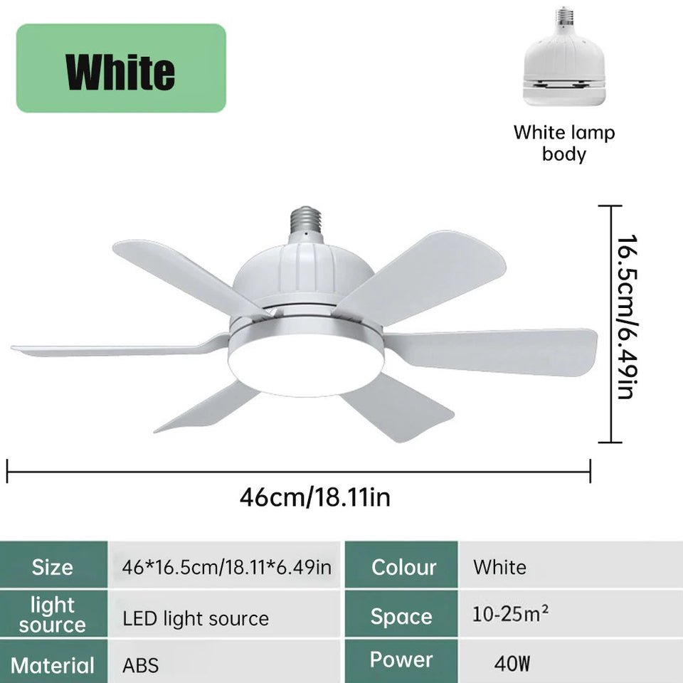 40W Socket Fan Light bombilla con ventilador de techo Smart Remote Control Ceiling Led Bulb E27 Lamp For Bedroom Living Room Aimak Store