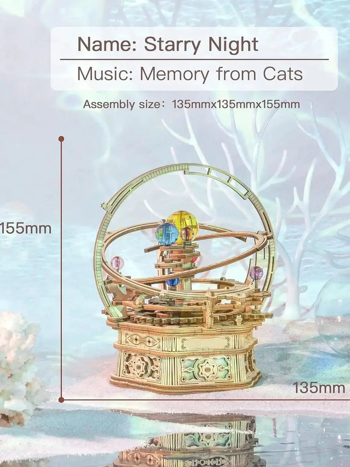 Robotime Rokr Music Box 3D Puzzle Wooden Model Kits Mechanical Building Craft Kits for Children Kids - AMK51 Starry Night Aimak Store