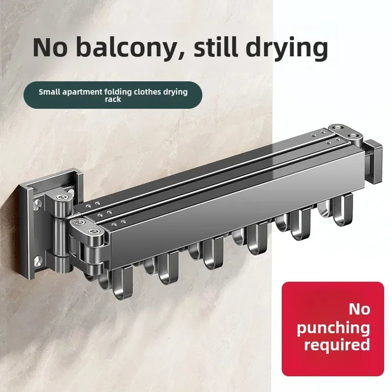 Foldable No Drill Wall Mounted Clothes Drying Rack, Indoor Outdoor Retractable Hanger, Space-Saving Design for Balcony Aimak Store