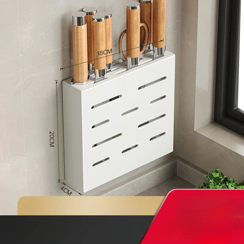 kitchen accessories organizer，Kitchen knife storage box, knife holder, non-perforation, wall-mounted rack, kitchen items Aimak Store