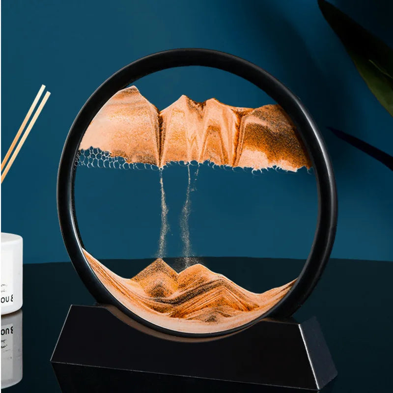 3D Moving Sand Art Nordic Creative Oranment Liquid Hourglass Flowing Sand Sandscape Round Quicksand Painting Home Decor Gifts Aimak Store