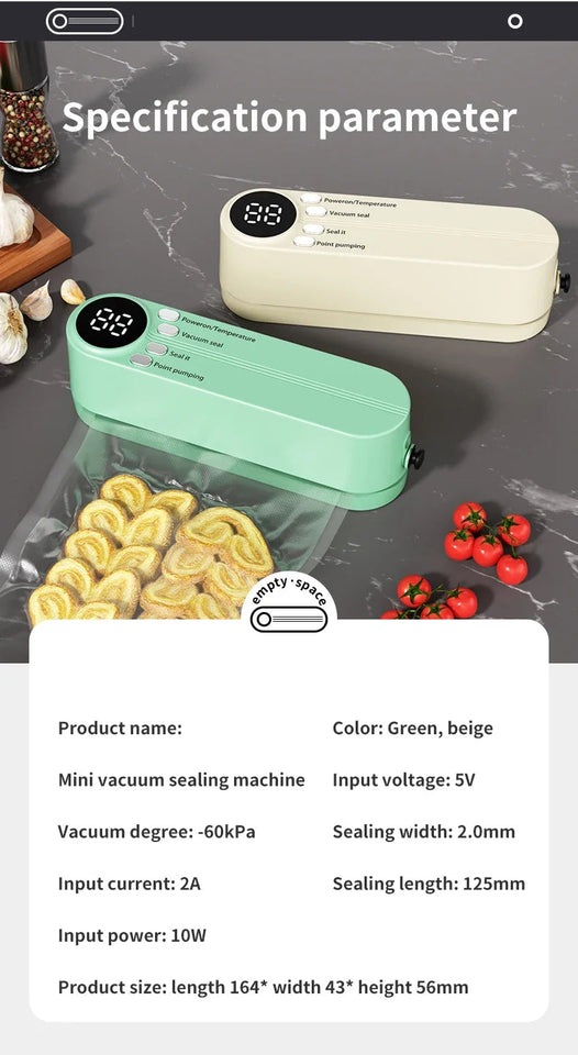 BIESUO Mini Wireless Fully Automatic Vacuum Sealing Machine Household Small Portable Food Packaging Plastic Sealing Machine Aimak Store