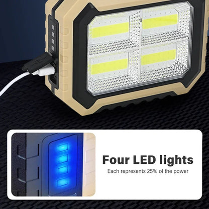 Solar Powered LED Handheld Light Super Bright Work Searchlight Waterproof Outdoor Camping Portable Hiking Flashlight