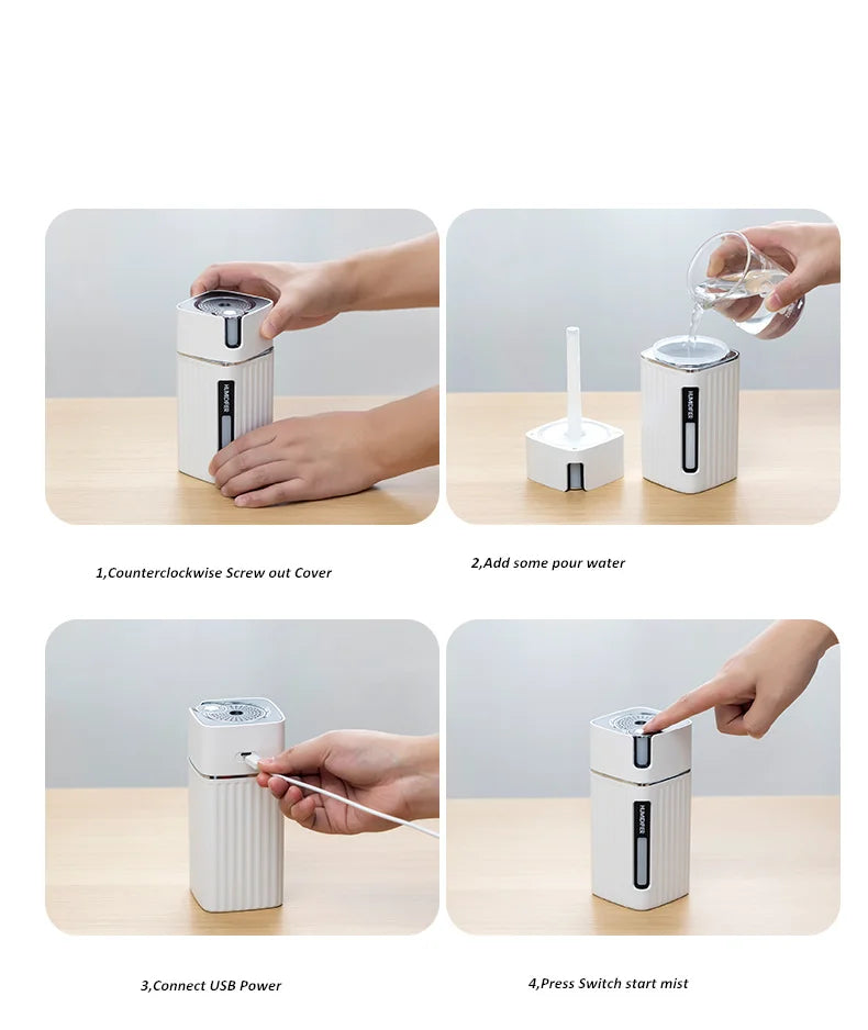 Air Humidifier Ultrasonic Smart Cool Mist Aroma Diffuser HumidifiersWith Color LED Light Mist Maker Fogger For Office Car Home Aimak Store