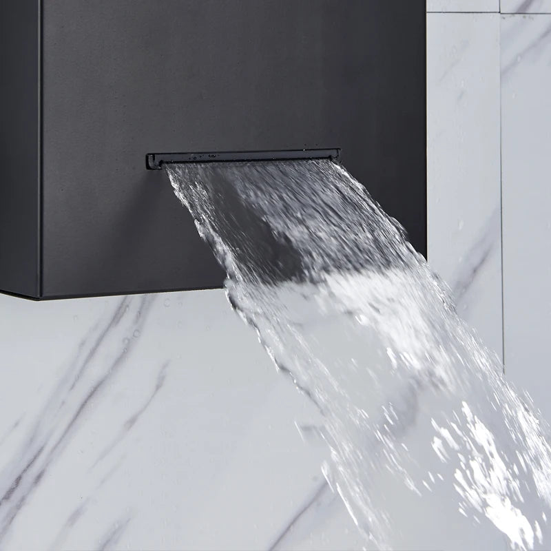 Black LED Shower Panel Tower System Rain Waterfall Shower Column Hydroelectricity Massage Body Spa Bath Shower Faucet Mixer Aimak Store