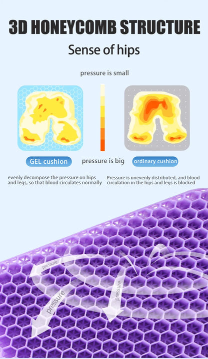 Gel Seat Cushion Summer Breathable Honeycomb Design For Pressure Relief Back Tailbone Pain - Home Office Wheelchair Chair Cars