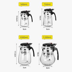 Heat Resistant Glass Teapot Flower Tea Kettle with Strainer Infuser Kung Fu Teaware Puer Oolong Pot with Handle for Home Use Aimak Store