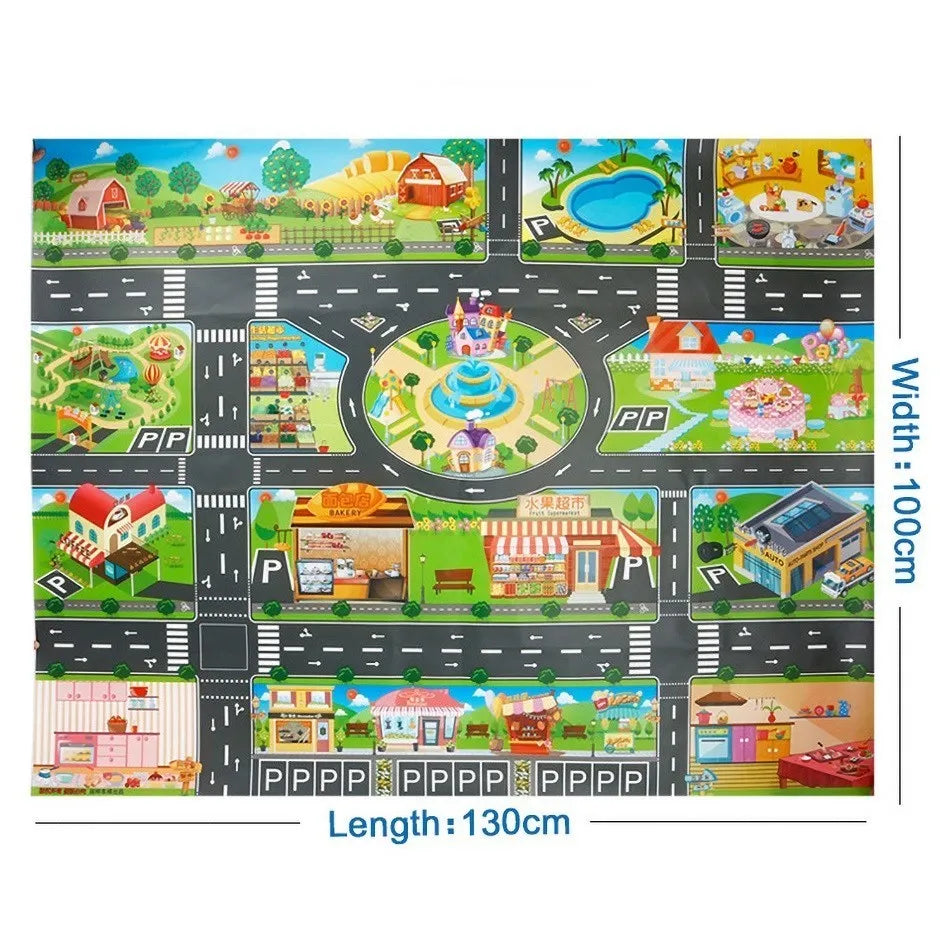 Children Playmat Activity Surface Waterproof Map Kids Animal Road Toy Baby Dinosaur Road Portable Carpet Farm Road Non-Toxic Mat Aimak Store