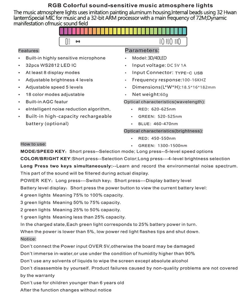 LED Sound Control Lights RGB 3D Pickup Lights Smart APP Control Music Rhythm Atmosphere Light for Gaming Desktop Decora LED Lamp Aimak Store