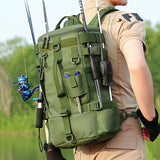 Tactical Fishing Backpack Tackle Bag with Rod Holders Fish Equipment Storage Molle Camping Hiking Outdoor Multifunctional Bag Aimak Store